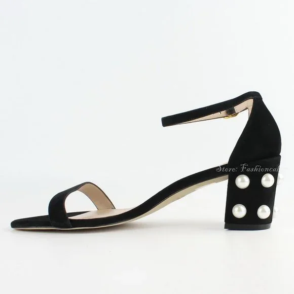 New Stuart Weitzman Simple Faux Pearl Sandals